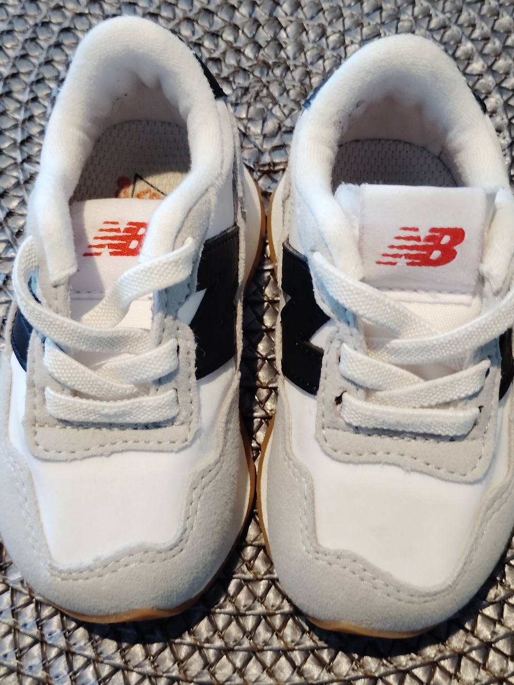 New Balance Kids White, Black & Red Trainer Sneakers